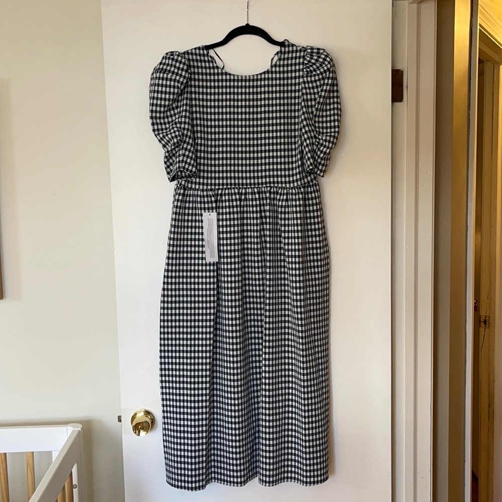 Top Shop Gingham Puff Sleeve Dress